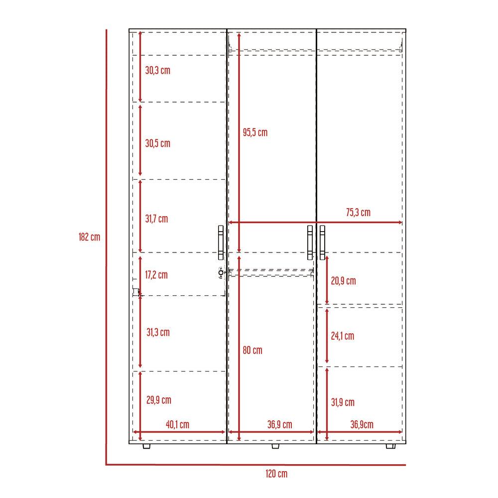 Closet Mudi, Wengue, con un Cajon Organizador y Tubo Cromado - VIRTUAL MUEBLES