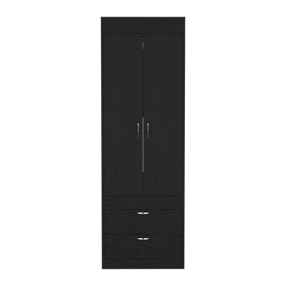 Closet Agata, Wengue, con Dos Cajones y Tubo Cromado Para Colgar Ropa ZF - VIRTUAL MUEBLES