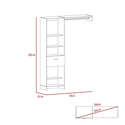 Closet Delhi, Wengue, con Variendad de Entrepaños y Un Cajón - VIRTUAL MUEBLES