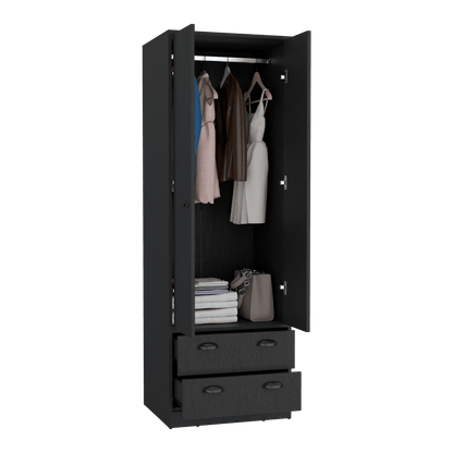 Closet Dulis, Wengue, con dos puertas batientes y dos cajones ZF - VIRTUAL MUEBLES