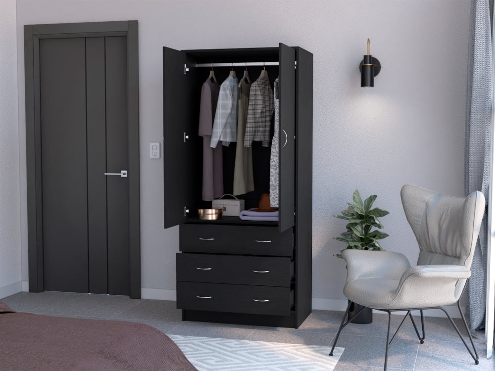 Closet Pilic, Wengue, tres cajones con gran capacidad de almacenamiento