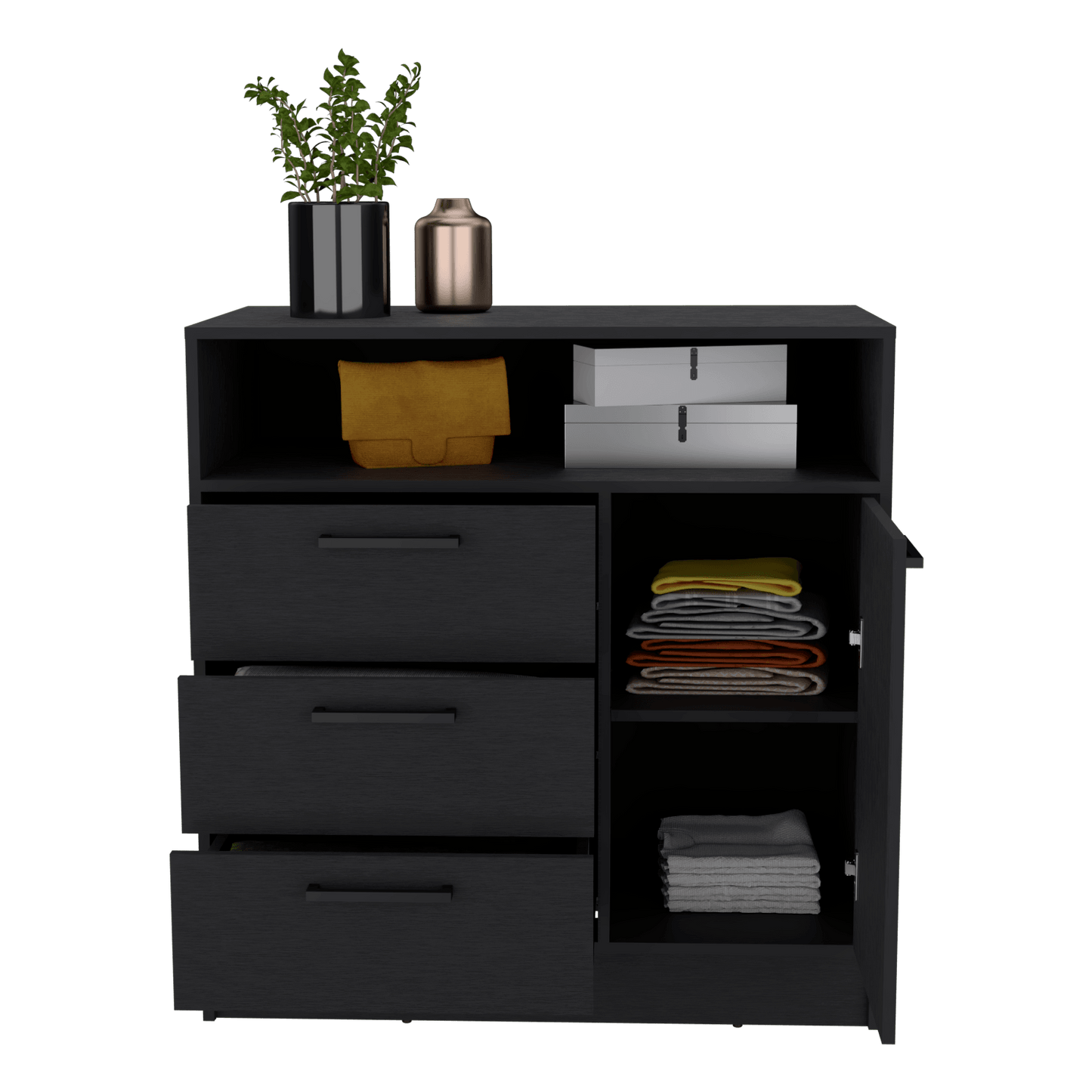 Organizador Omex, Wengue, con Tres Cajones y Una Puerta Abatible ZF - VIRTUAL MUEBLES