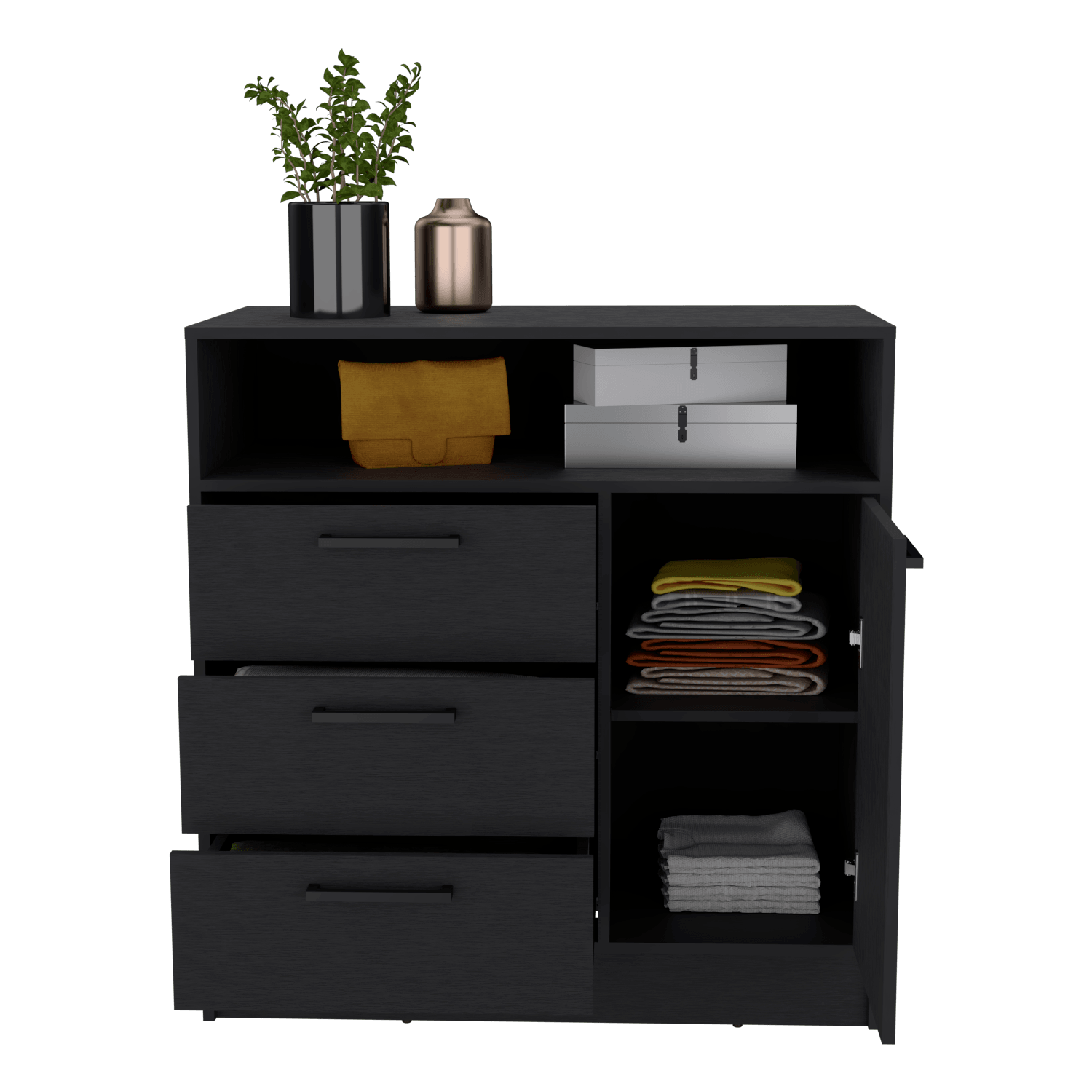 Organizador Omex, Wengue, con Tres Cajones y Una Puerta Abatible ZF - VIRTUAL MUEBLES