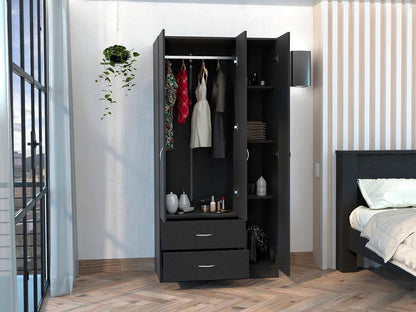 Closet América, Wengue, con Variedad de Entrepaños y Tubo para Colgar Ropa - VIRTUAL MUEBLES