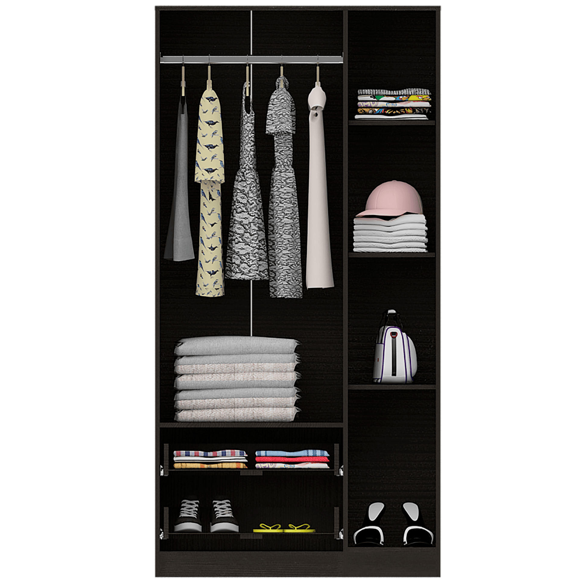 Closet América, Wengue, con Variedad de Entrepaños y Tubo para Colgar Ropa - VIRTUAL MUEBLES