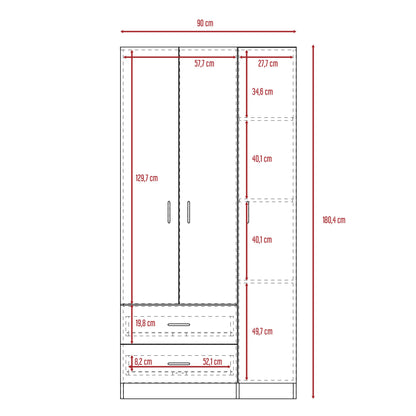 Closet América, Wengue, con Variedad de Entrepaños y Tubo para Colgar Ropa - VIRTUAL MUEBLES