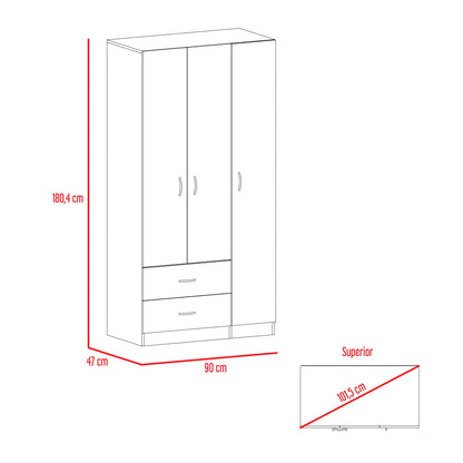 Closet América, Wengue, con Variedad de Entrepaños y Tubo para Colgar Ropa - VIRTUAL MUEBLES