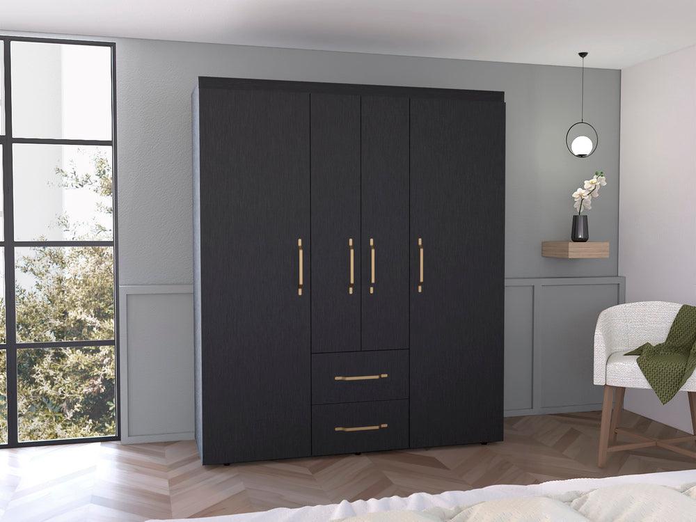 Closet Eco Golden, Wengue y Dorado, Variedad de Entrepaños y Seis Puertas Abatibles - VIRTUAL MUEBLES