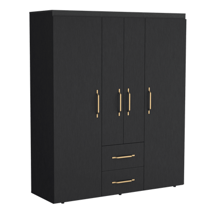 Closet Eco Golden, Wengue y Dorado, Variedad de Entrepaños y Seis Puertas Abatibles - VIRTUAL MUEBLES