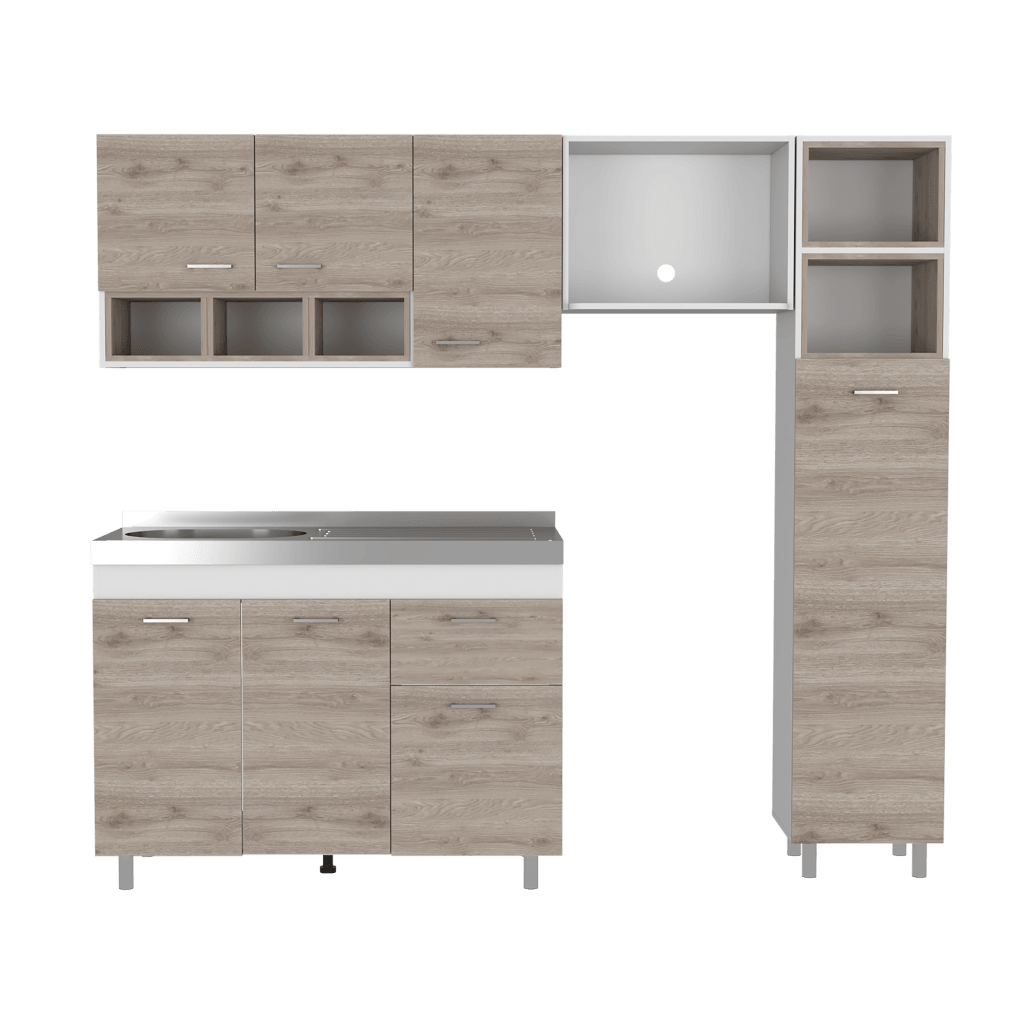 Cocina Integral Osmel color Humo y Blanco.