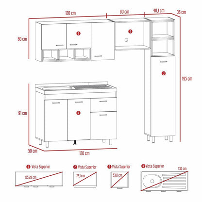 Cocina Integral Osmel color Humo y Blanco.