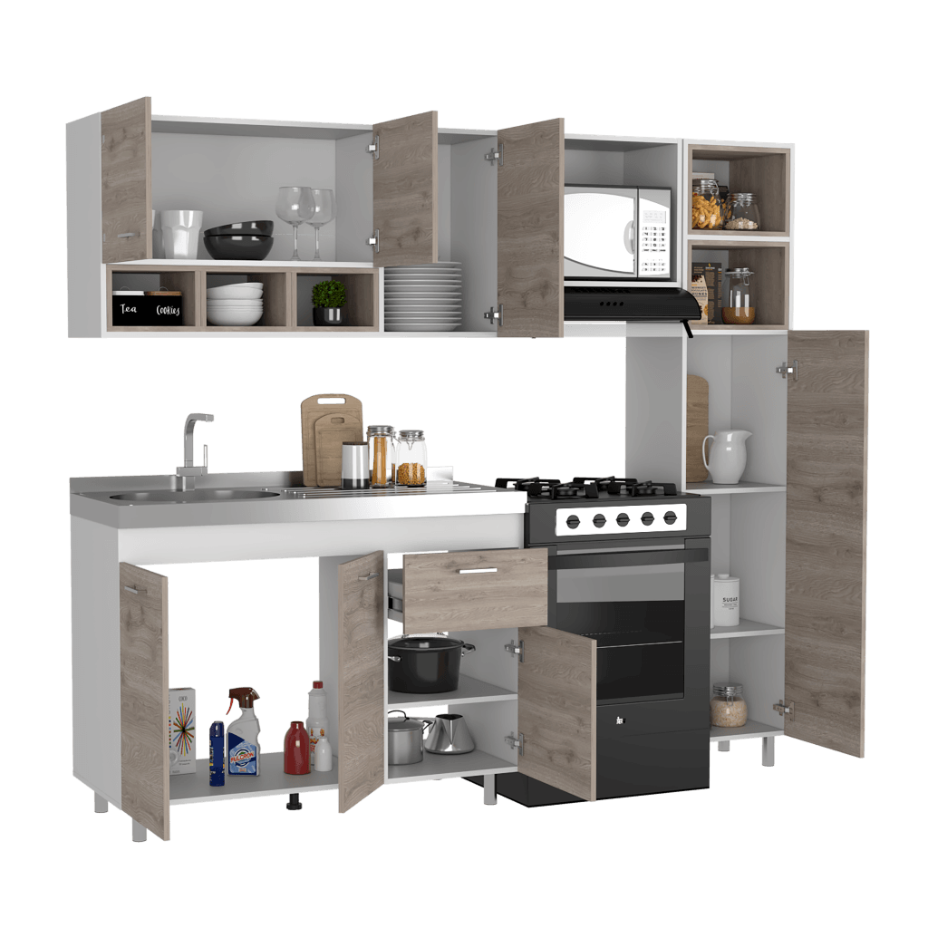 Cocina Integral Osmel color Humo y Blanco.