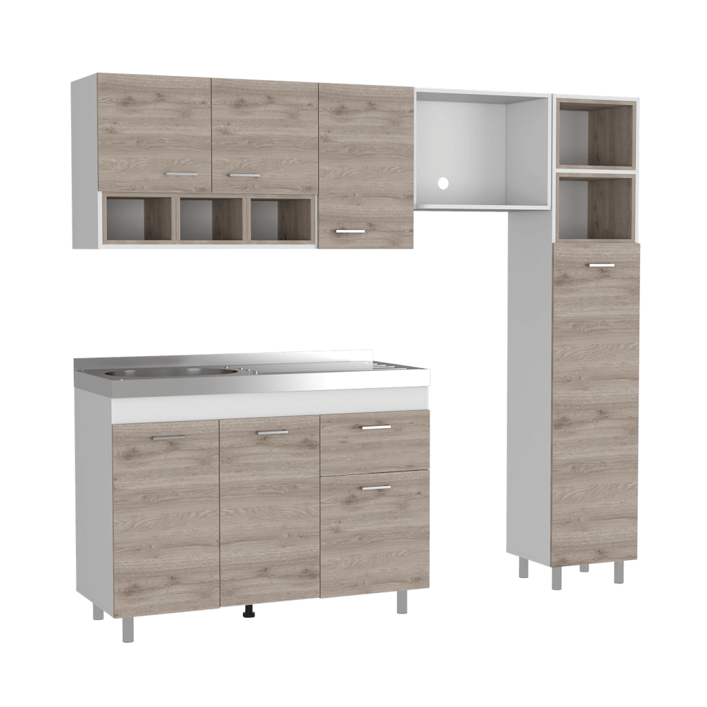 Cocina Integral Osmel color Humo y Blanco.