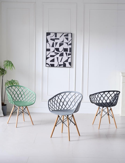 Set de 3 Sillas Oasis con Brazos · Verde Olivo, Gris y Negro