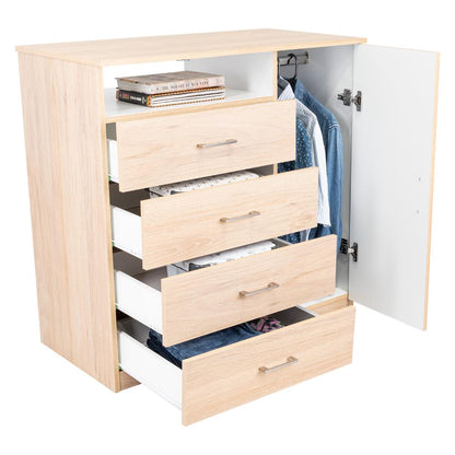 Organizador Barlovento, Beige y Blanco con Cuatro Cajones y una puerta