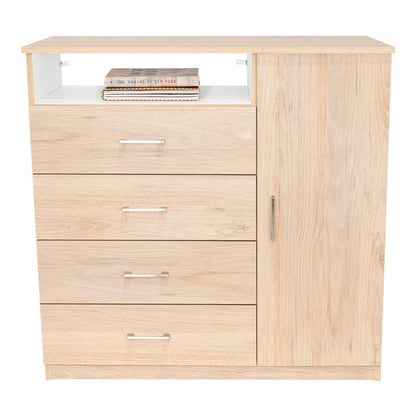 Organizador Barlovento, Beige y Blanco con Cuatro Cajones y una puerta