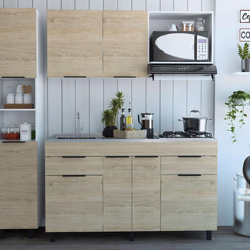 Cocina Integral Perla color Beige y Blanco.