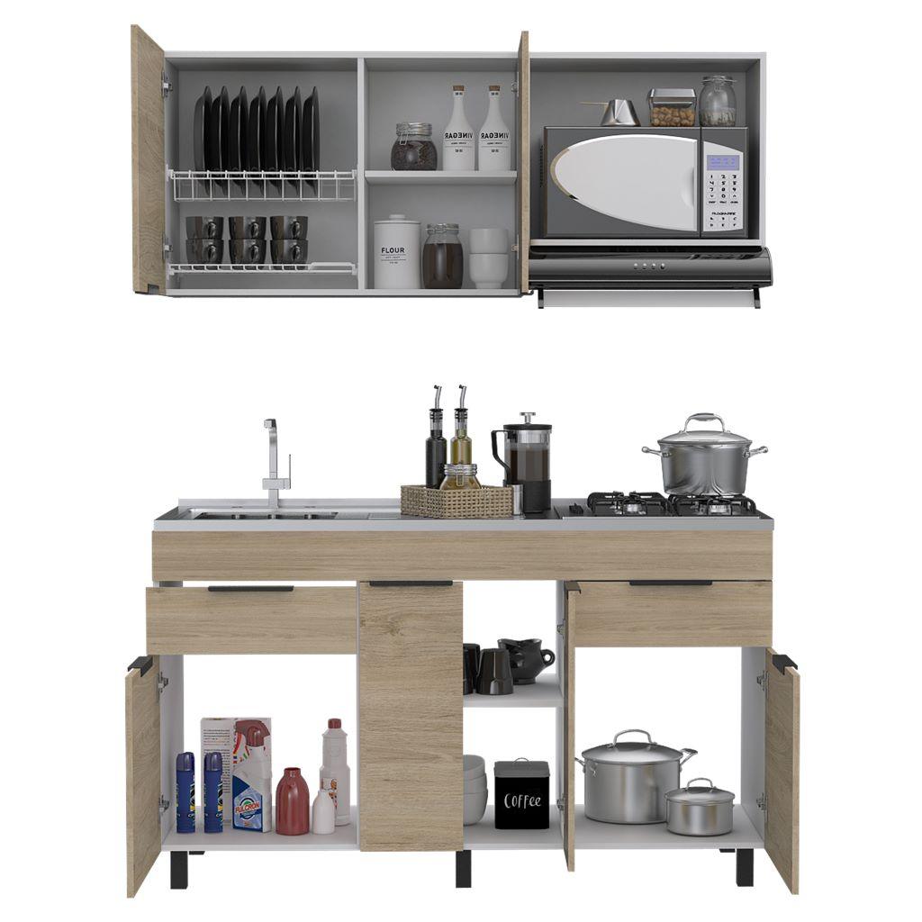 Cocina Integral Perla color Beige y Blanco.