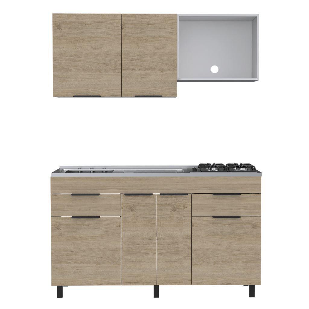 Cocina Integral Perla color Beige y Blanco.