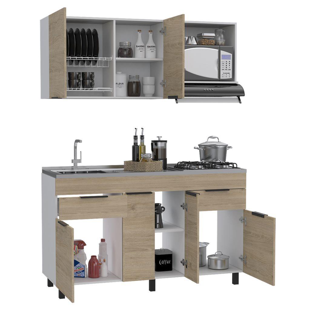 Cocina Integral Perla color Beige y Blanco.