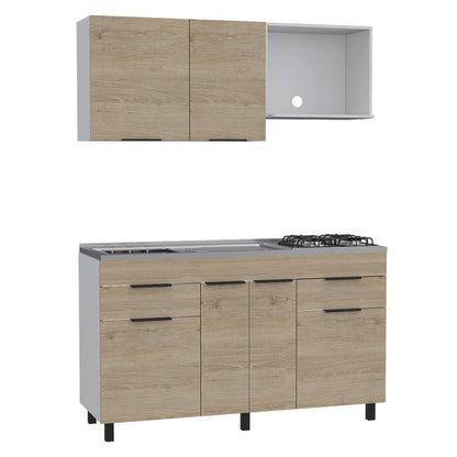 Cocina Integral Perla color Beige y Blanco.