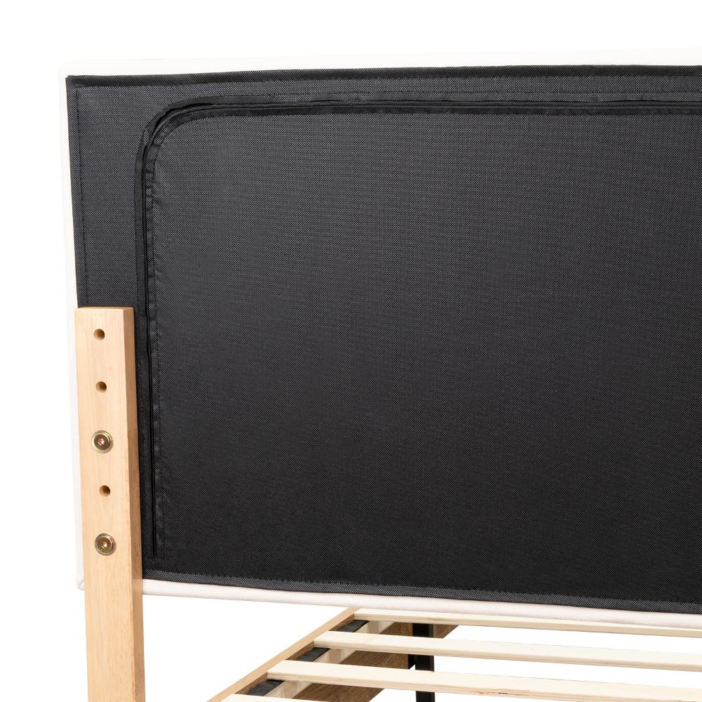 Cama doble Sonia beige con respaldo tapizado, 110 x 143 x 197 cm – vista 13