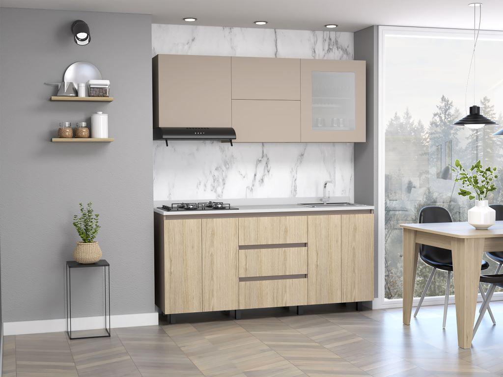 Cocina Integral Giotto color Beige y Cocoa.