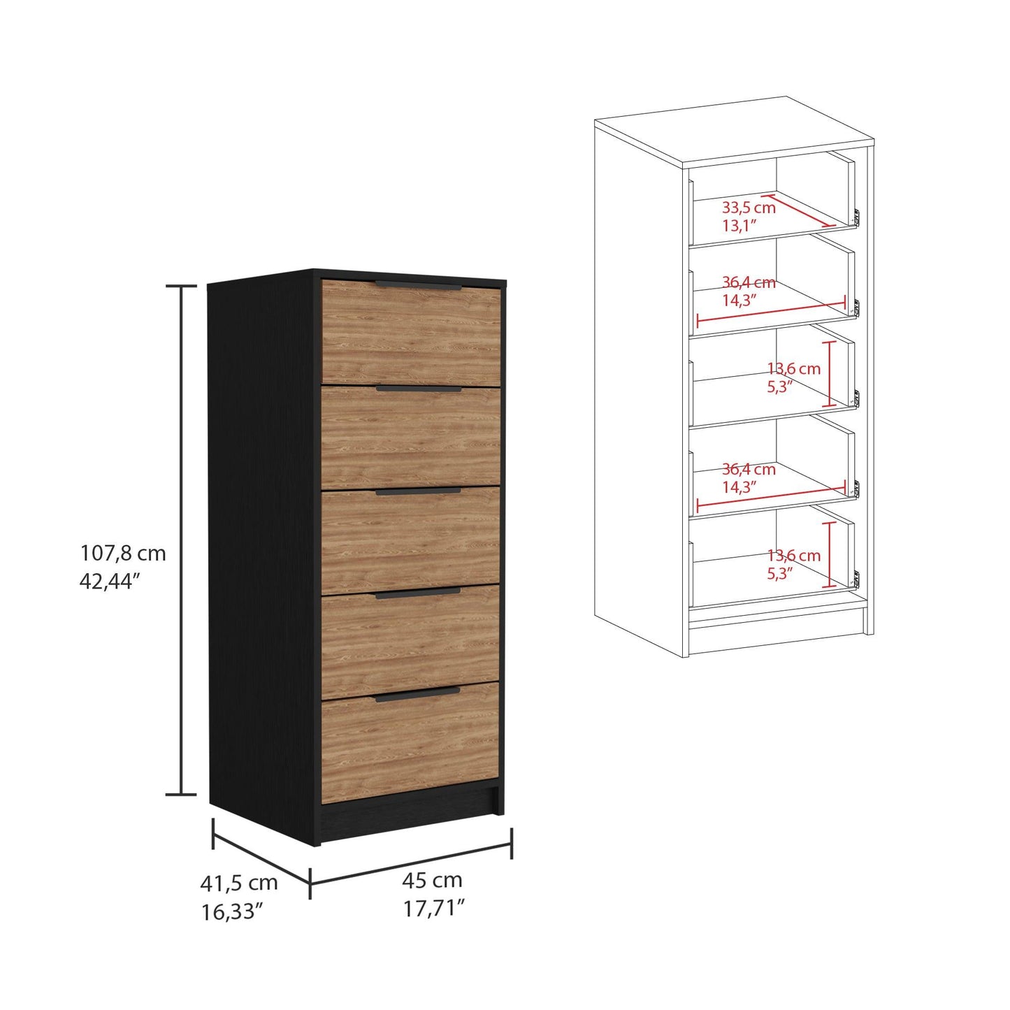 Organizador Wesley, Wengue y Miel, con Tres Cajones - VIRTUAL MUEBLES