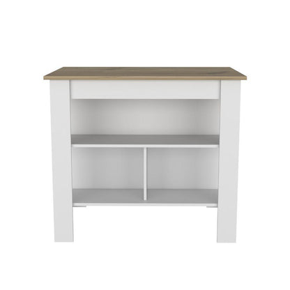 Combo de Cocina Ébano, Incluye Barra de Cocina y Dos Silla para Barra café claro y blanco, en ambien