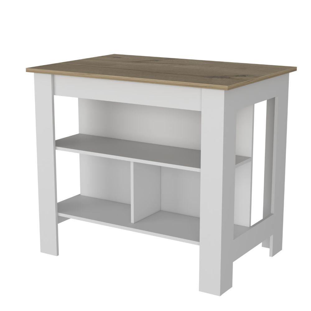 Combo de Cocina Ébano, Incluye Barra de Cocina y Dos Silla para Barra café claro y blanco, medidas