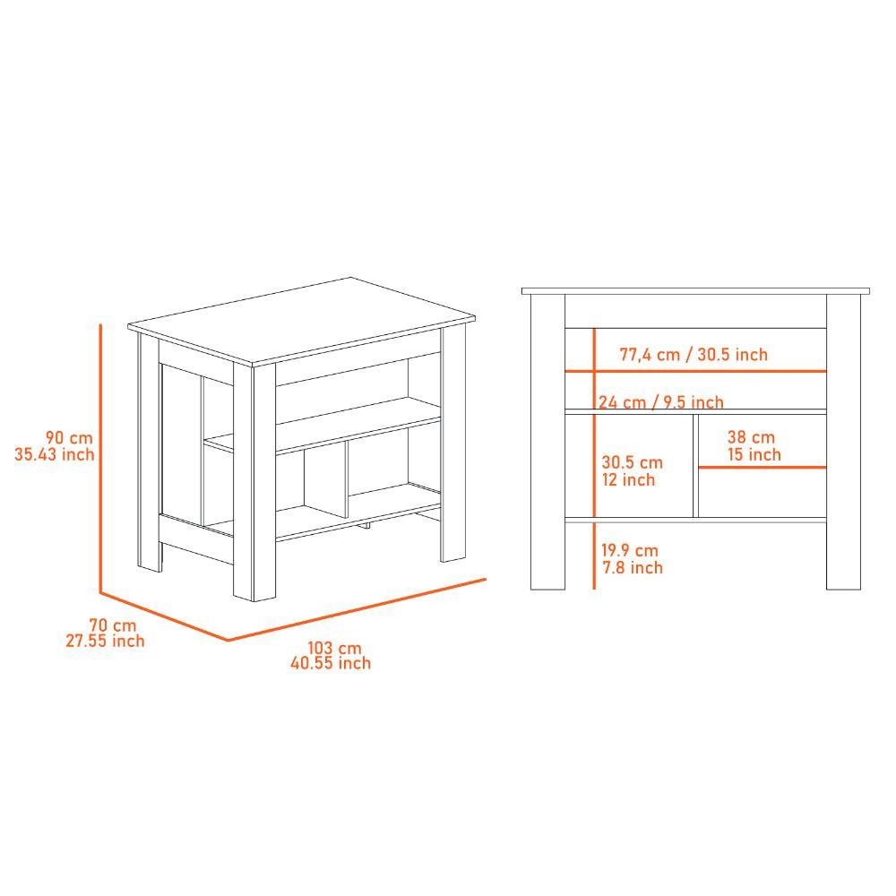 Combo de Cocina Ébano, Incluye Barra de Cocina y Dos Silla para Barra café claro y blanco, vista sup