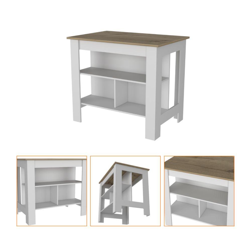 Combo de Cocina Ébano, Incluye Barra de Cocina y Dos Silla para Barra café claro y blanco, detalle d