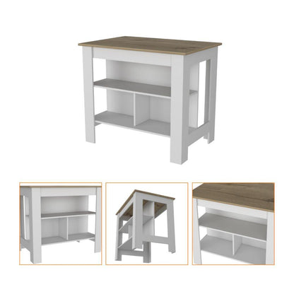 Combo de Cocina Ébano, Incluye Barra de Cocina y Dos Silla para Barra café claro y blanco, detalle d