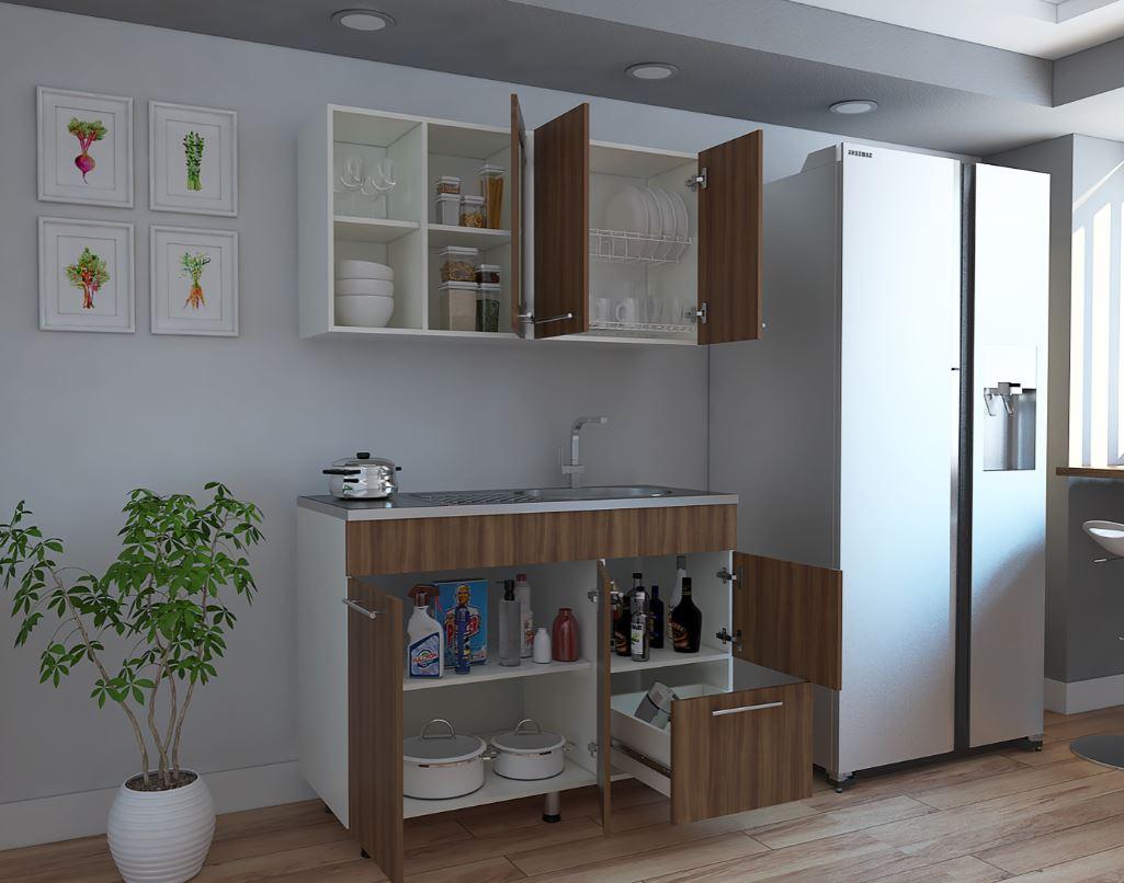 Cocina Integral Walker color Sangría y Blanco.