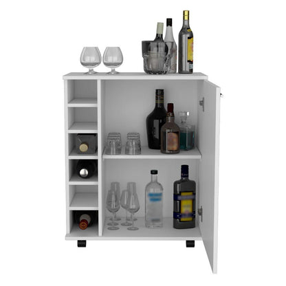 Carro Bar Wick, Blanco, Con Ruedas Y Una Puerta - VIRTUAL MUEBLES