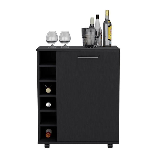 Carro Bar Wick, Wengue, Con Ruedas Y Una Puerta - VIRTUAL MUEBLES