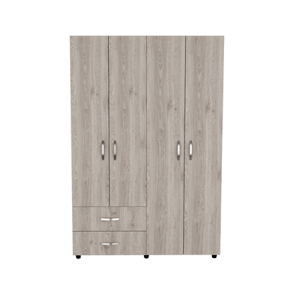 Closet Arkola, Humo y Blanco Duqueza, con Dos Cajones Organizadores y Cuatro Puertas Abatibles - VIRTUAL MUEBLES