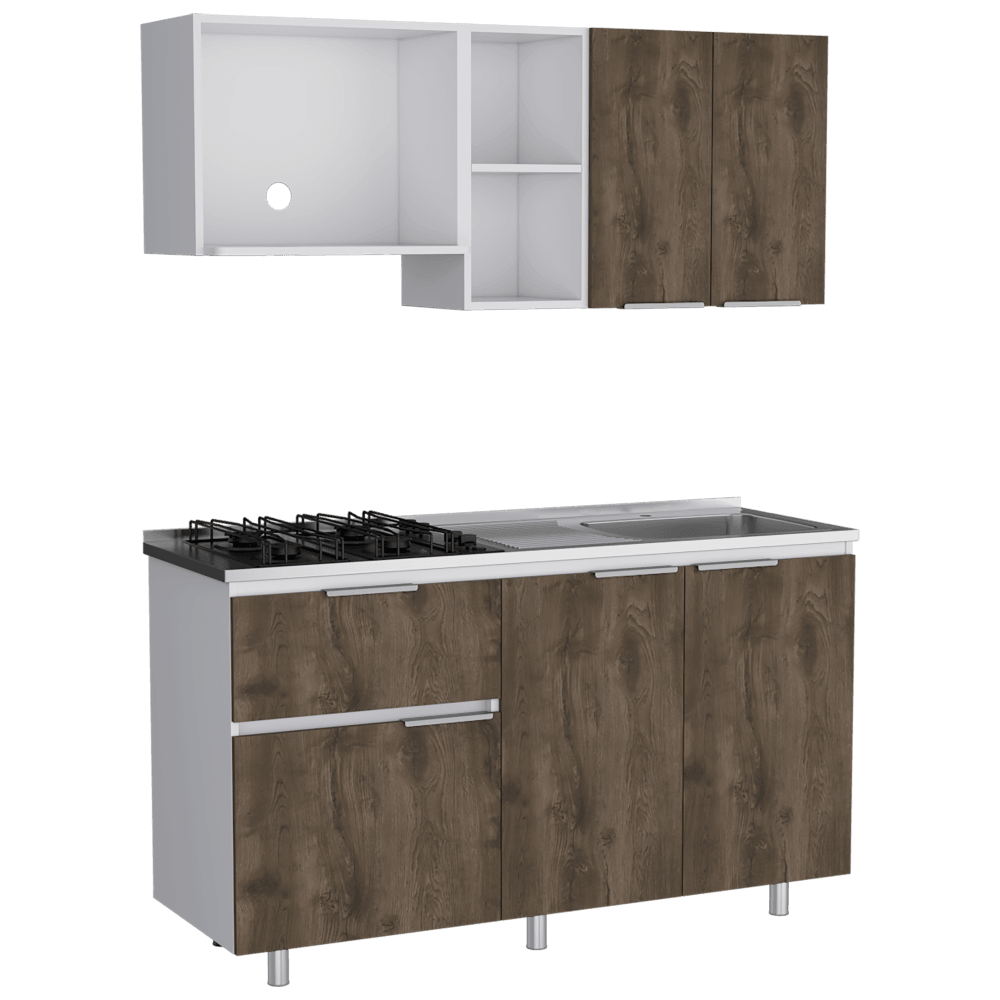 Cocina Integral Depay Color Nogal y Blanco Para Cocina.