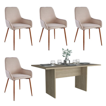 Comedor Kowa Beige Incluye Cuatro Sillas Café Claro.