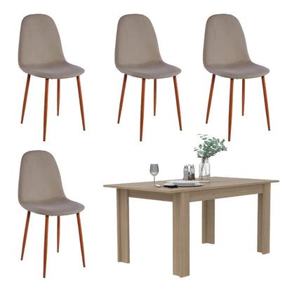 Comedor Nepeta Beige Incluye Cuatro Sillas Café Claro.