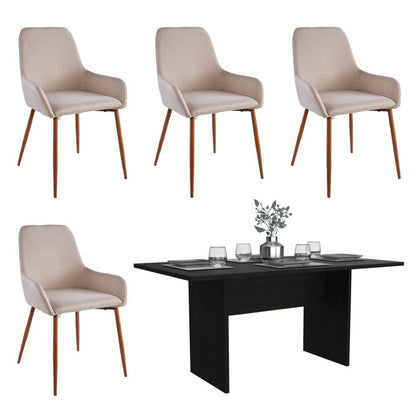 Comedor Trébol Wengue Incluye Cuatro Sillas Café Claro.
