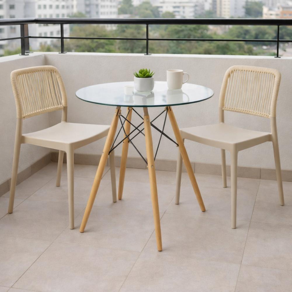Set de 4 Sillas Houston, Color Taupe, con Espaldar Tejido, vista posterior