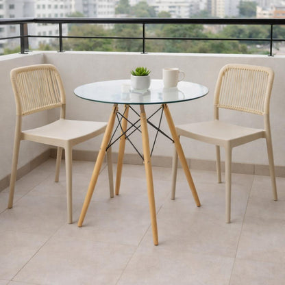 Set de 4 Sillas Houston, Color Taupe, con Espaldar Tejido, vista posterior