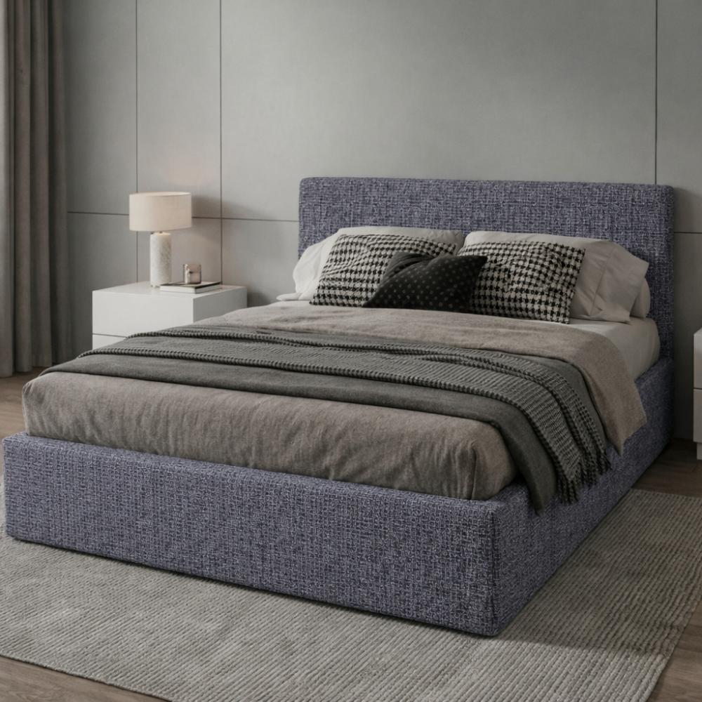 Cama Mecy Lift 120, Gris Oscuro, con Almacenamiento Hidráulico Tapizada, vista frontal