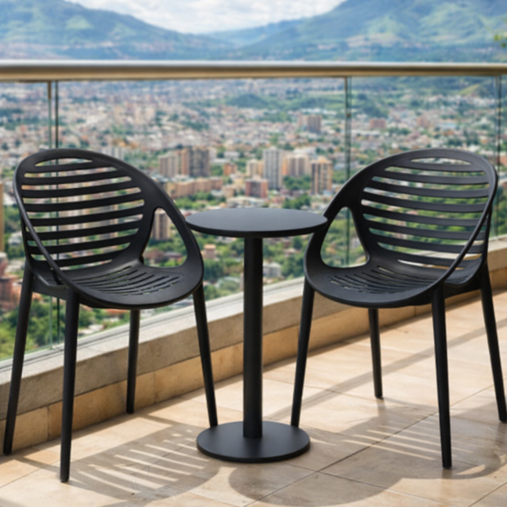 Set de 2 Sillas Tokio con Brazos, Color Negro, con Espaldar y Diseño Moderno