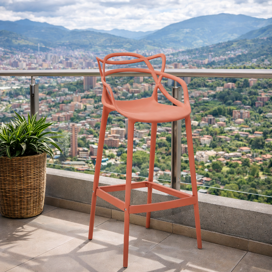 Silla para Bar Palermo, Terracota, con Reposa Pies Doble Propósito