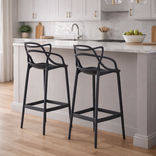 Set de 2 Sillas para Bar Palermo, Negro, con Reposa Pies Doble Proposito