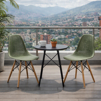 Silla Aira, Color Verde, con Espaldar y Patas en Madera