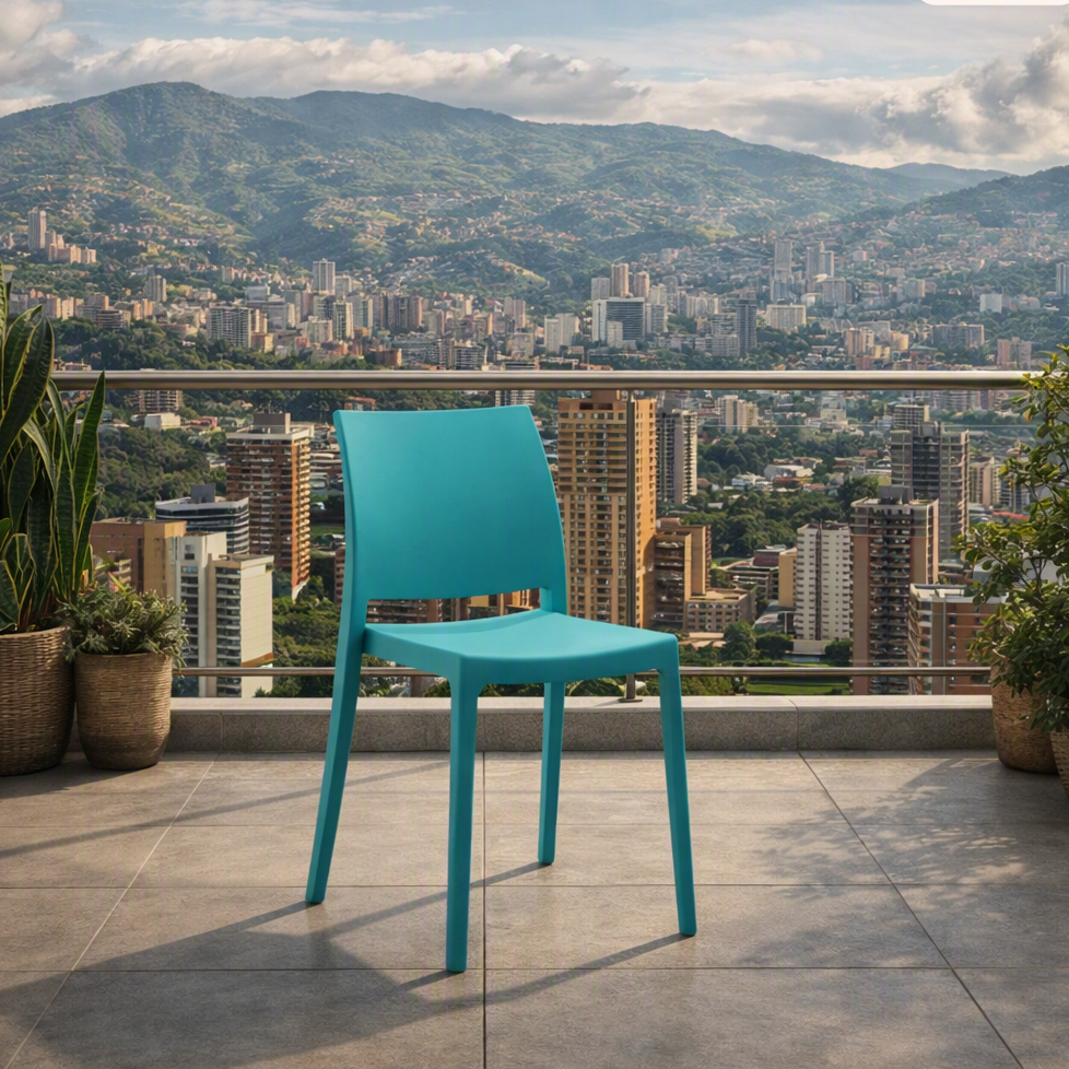 Silla Soho, Azul Marino, con Espaldar Cerrado y Diseño Minimalista