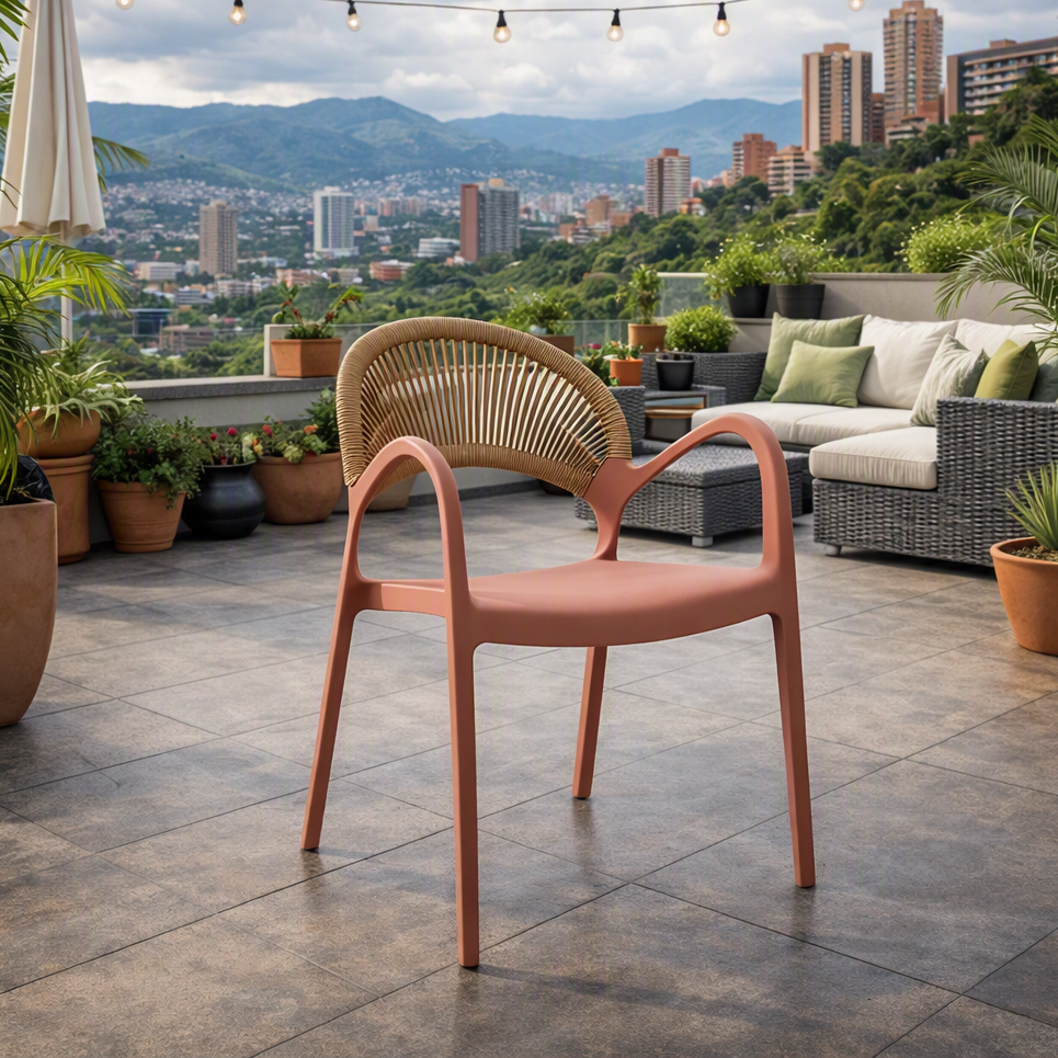 Silla Daytona, Salmón, con Espaldar, Reposa Brazos y Diseño Minimalista